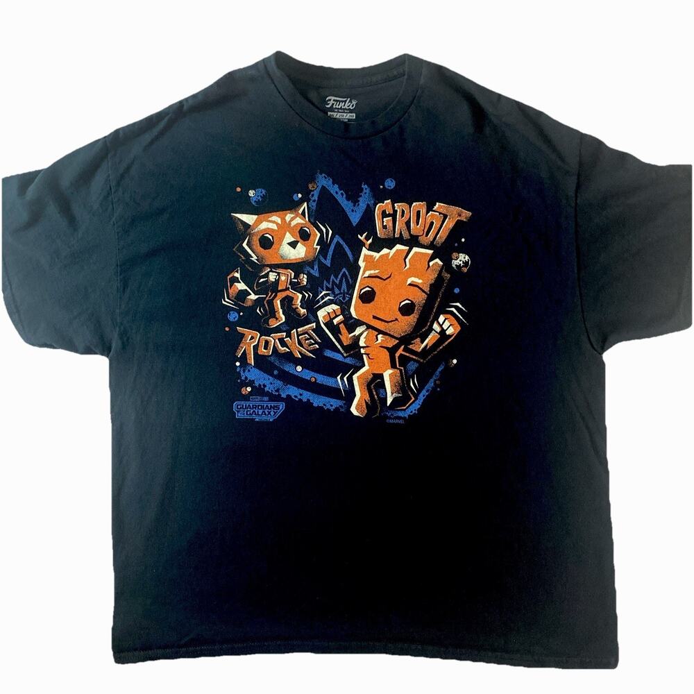Groot & Rocket Raccoon Men’s 2XL T-Shirt Funko Pop Tees Exclusive Black